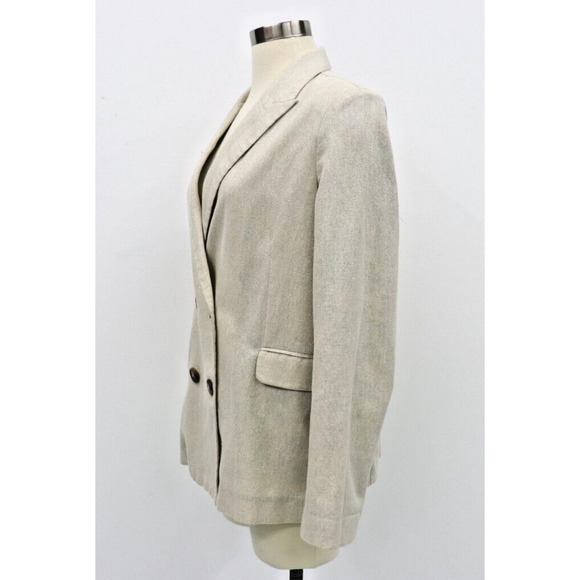 EMMA & GAIA Beige Blazer Jacket w Subtle Sparkle Double Breasted Size 44 (Large) - Picture 6 of 16
